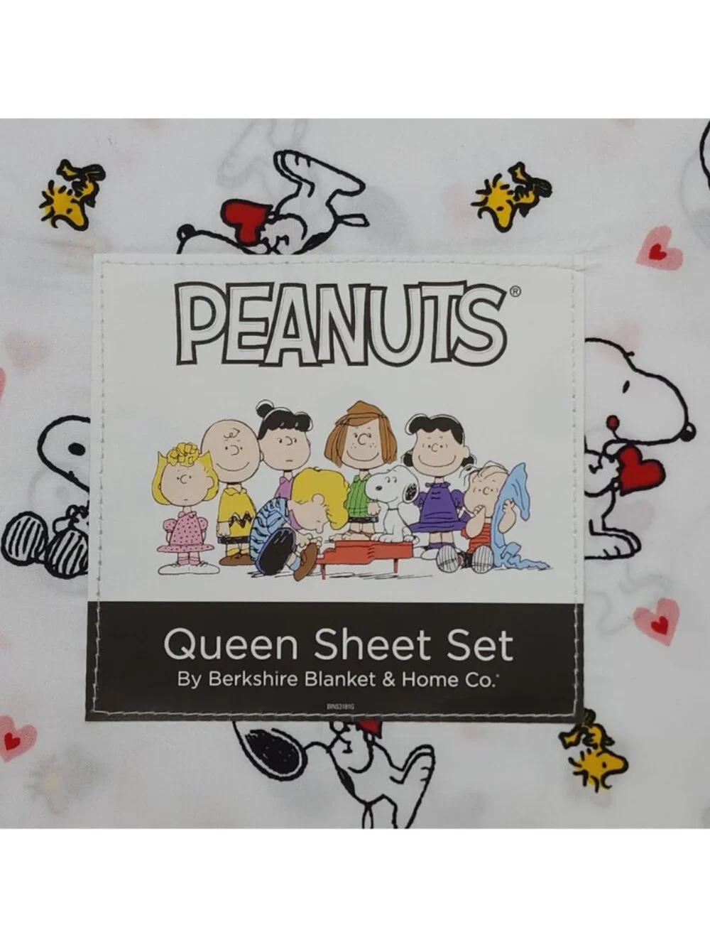 Peanuts Snoopy Woodstock Queen Sheet Set Berkshire Hearts Valentines Anniversary